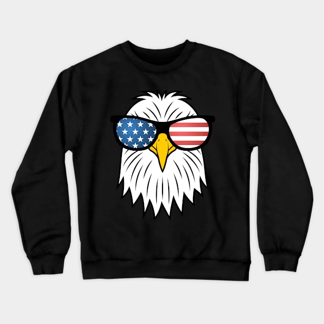 American Bald Eagle with USA Flag Glasses Crewneck Sweatshirt by Teeziner